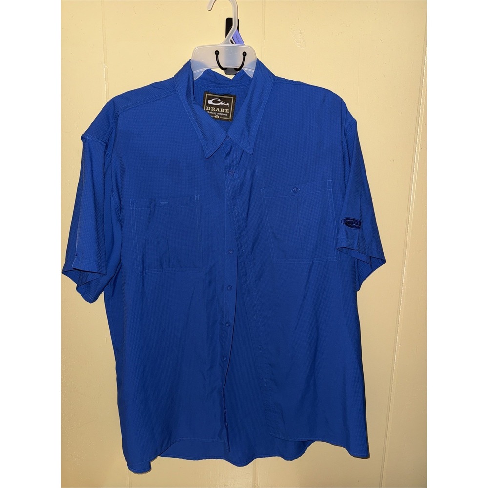 drake waterfowl Men's Xl Button Down Royal Blue